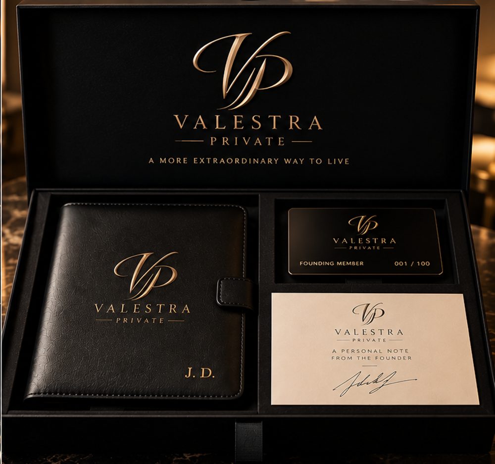 The open presentation box showing the folio, card and signed letter