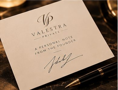 A cream card reading A personal note from the Founder, signed by hand